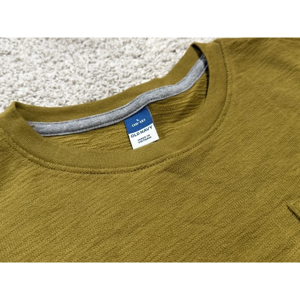 Lot of 2 NWT Old Navy Youth Boys Textured-Knit Pocket T-Shirts Dark Gray & Green